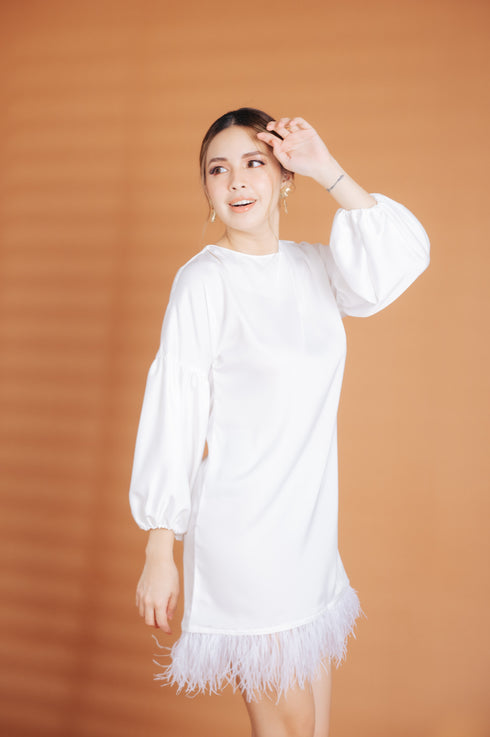 Alhambra x GS: The Giorgio Dress with Ostrich Feathers